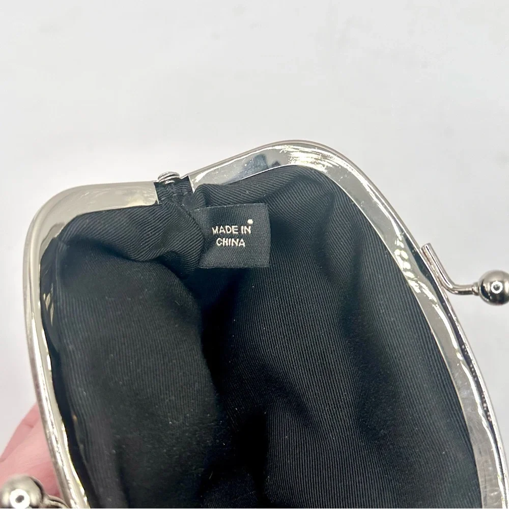 Coach Coin Purse Pouch Kisslock Black Signature Jacquard‎ Monogram C Silver Mini - Picture 6 of 7